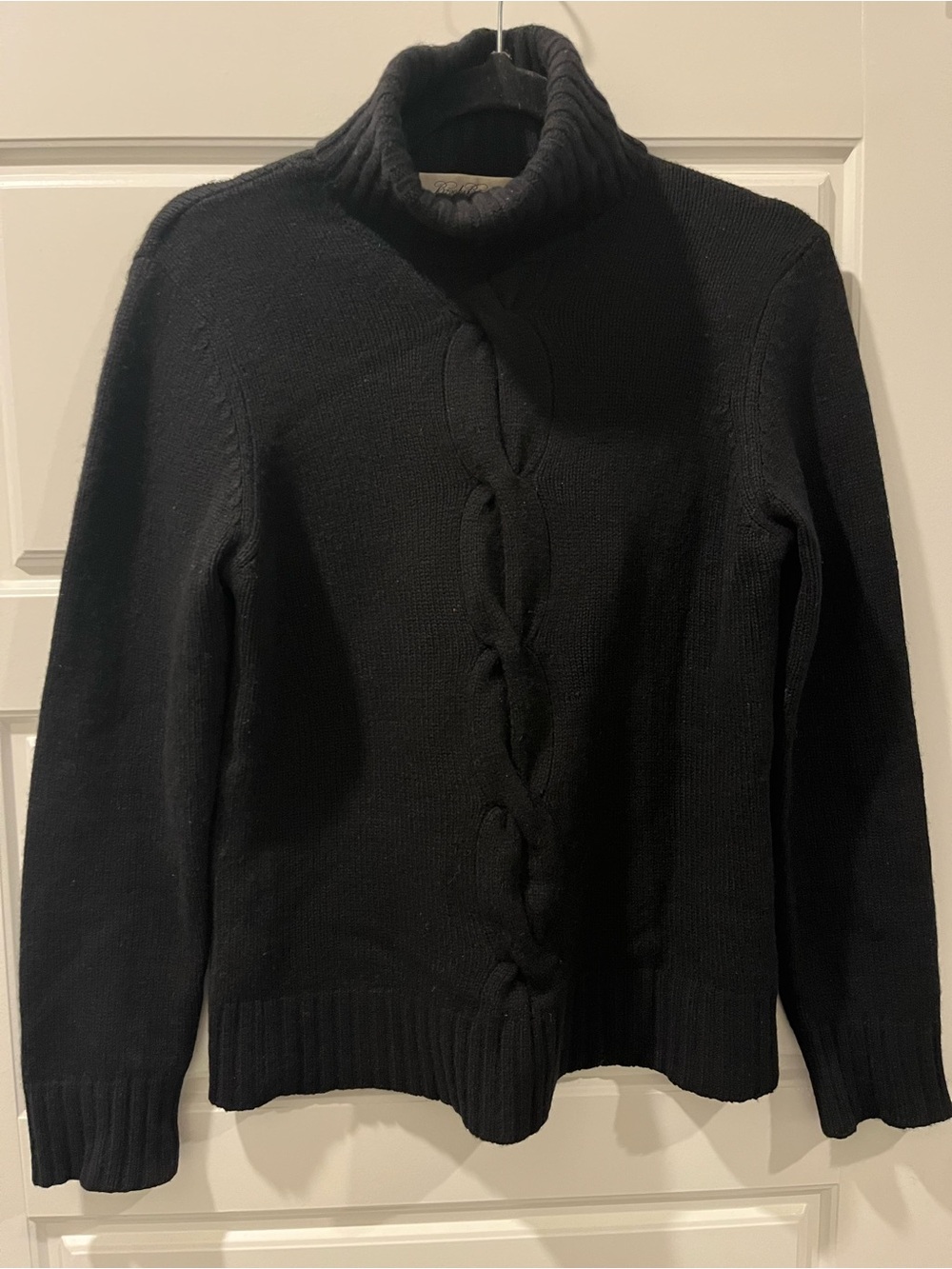 Brooks Brother 100% Cashmere Black Cable-Knit Turtleneck Sweater - Women Medium